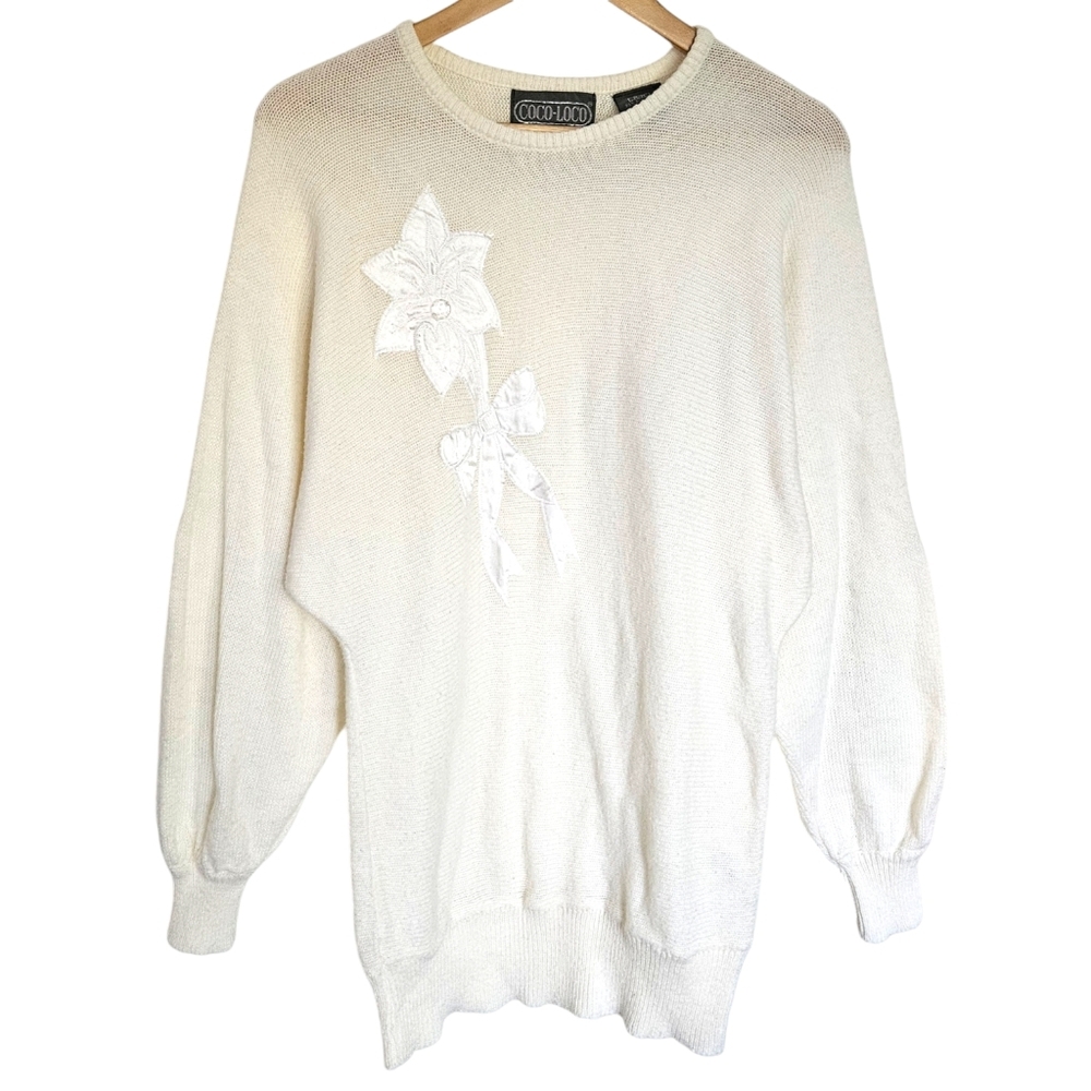 Vintage cream dolman sleeve tunic sweater